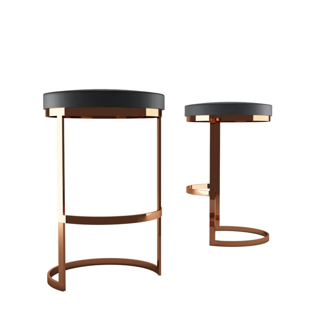 Counter Chair or Bar chair Luxury Modern Style in Steel and Leather ...