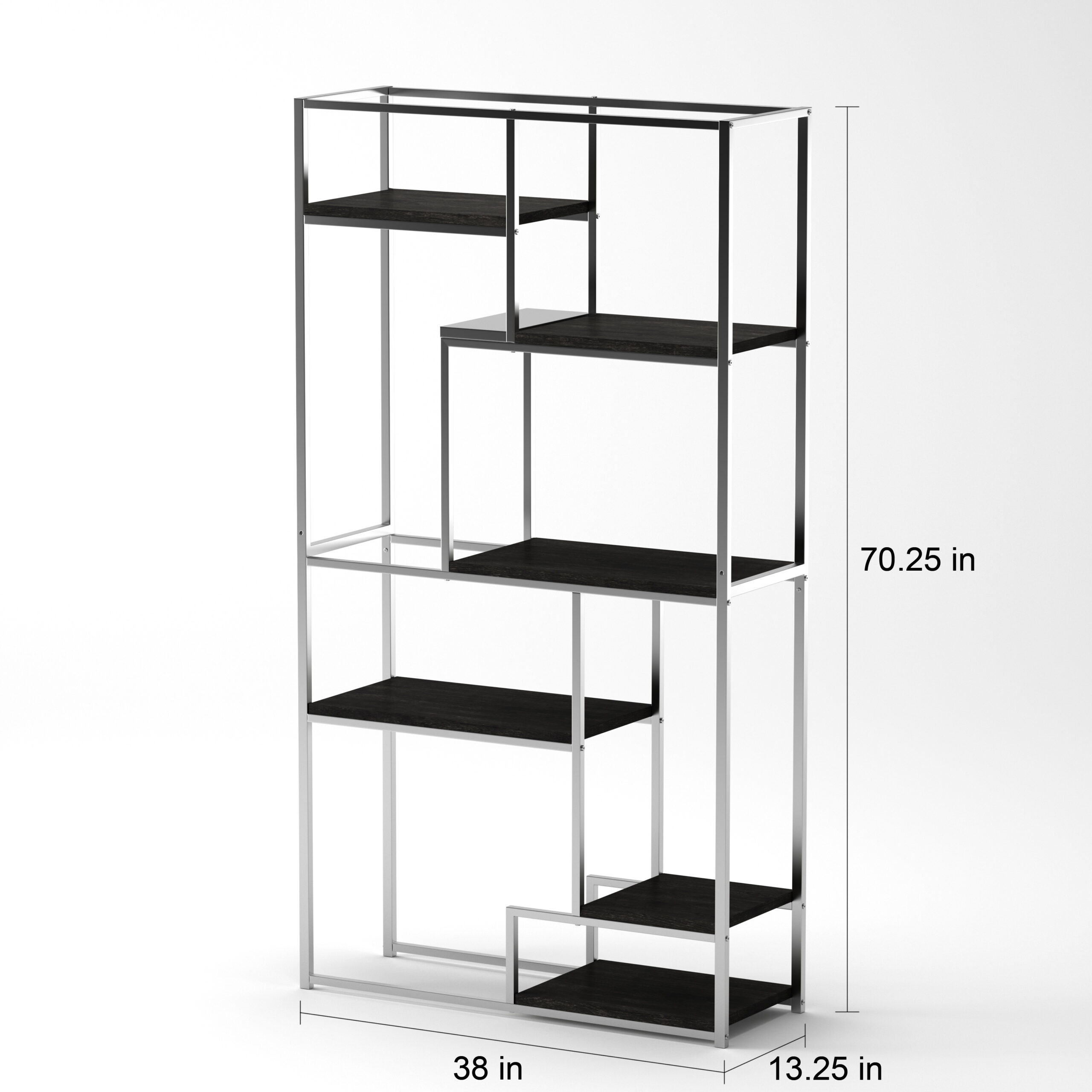 Contemporary 6-Shelf Tiered Open Bookcase - Image 5