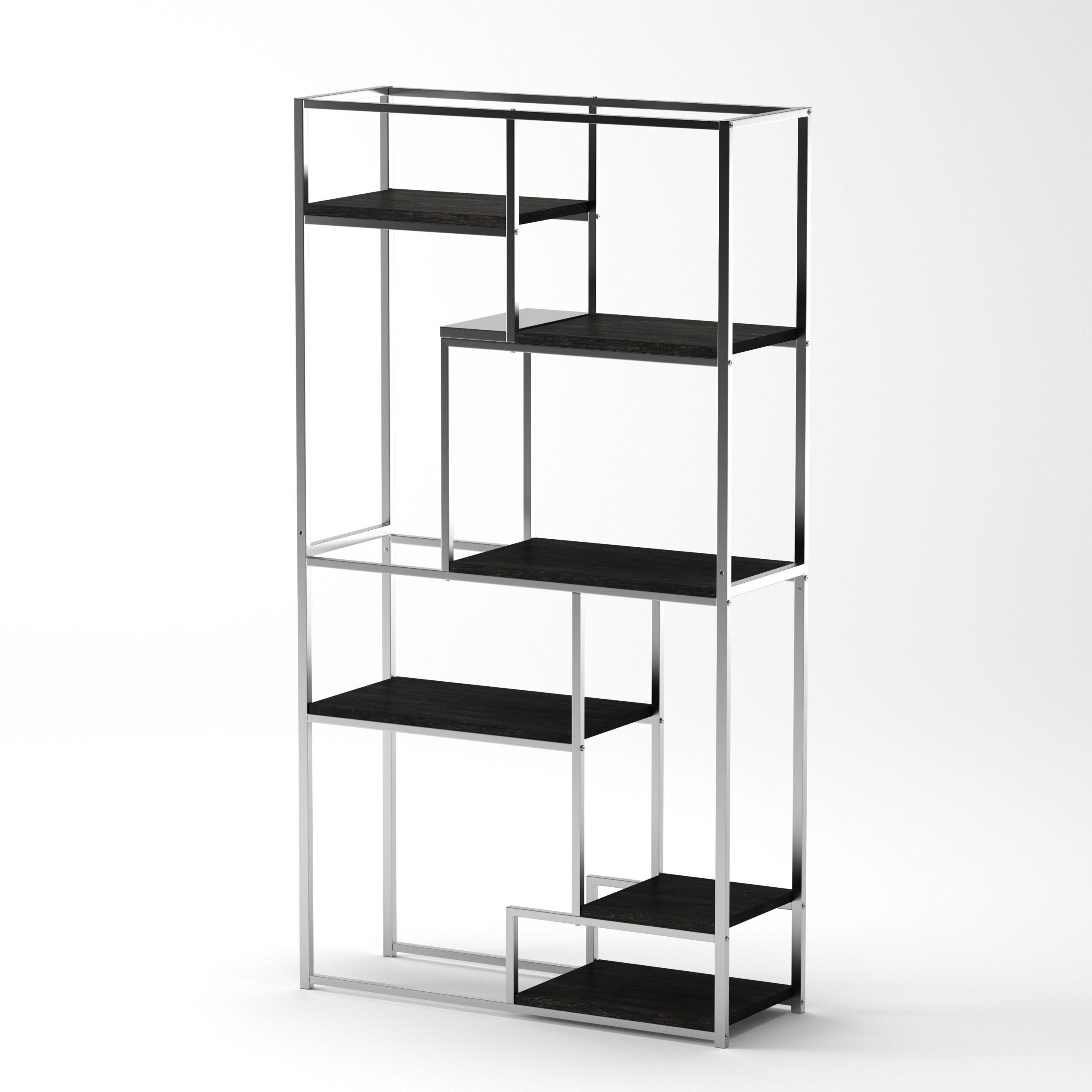 Contemporary 6-Shelf Tiered Open Bookcase - Image 2