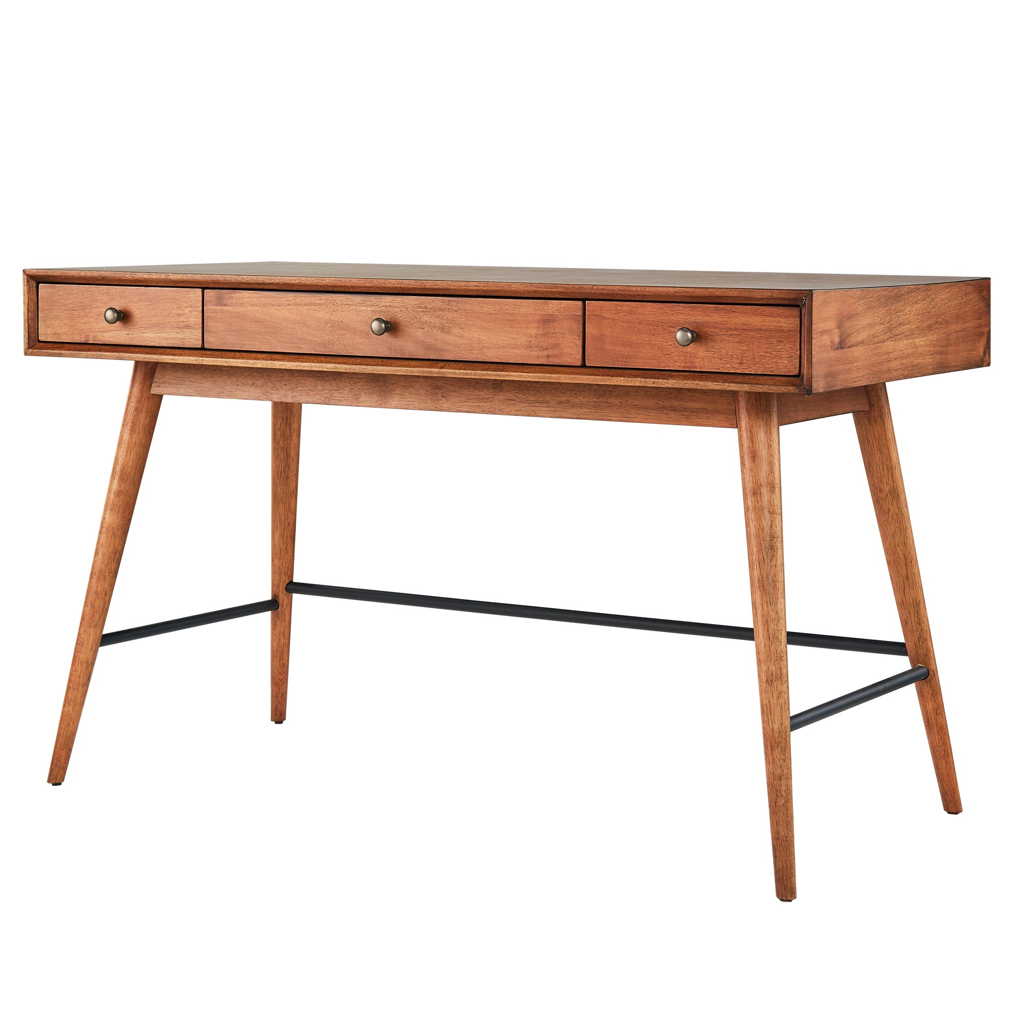 Aksel Brown Wood 3-Drawer Writing Desk – Wooden-It-Be-Nice