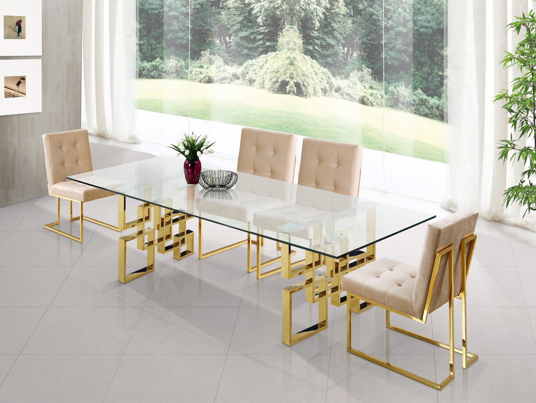 Geometric Gold Dining Table Wooden It, Gold Dining Room Pictures