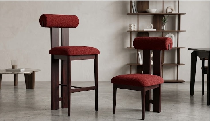 Crimson T-Frame Bar Stool - Image 4